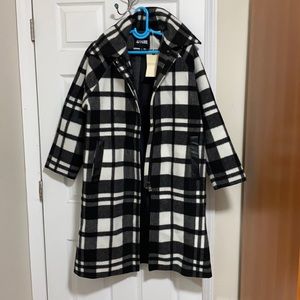 Apparis ivory black plaid coat Size Small